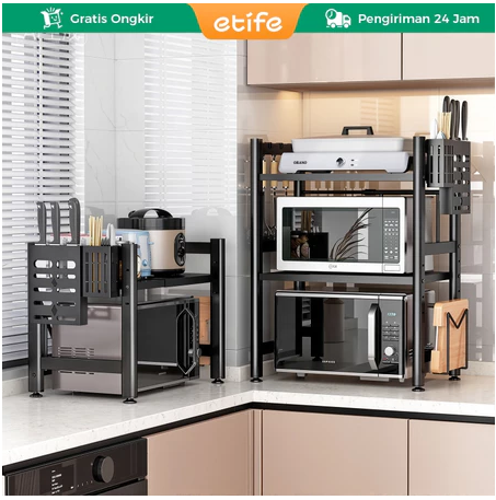 Rak Microwave Oven Rak Rice Cooker Rak Serbaguna Dapur Rak Penyimpanan Rak Bumbu Rak Panci